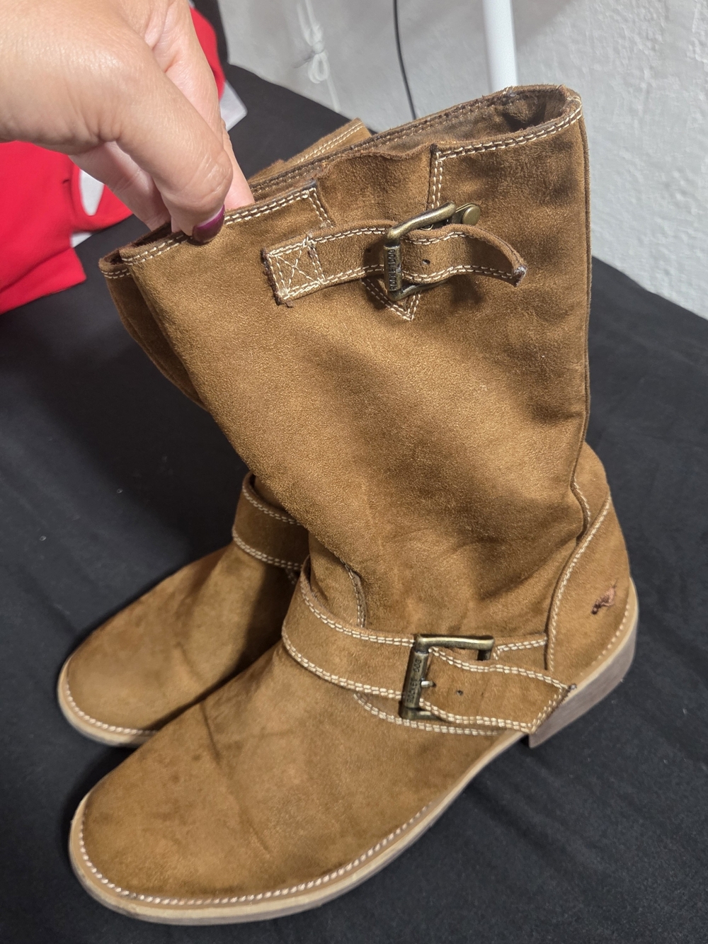 Rocket Dog Brown Suede Slouchy Moto Biker Mid Calf Boots Size 8.5